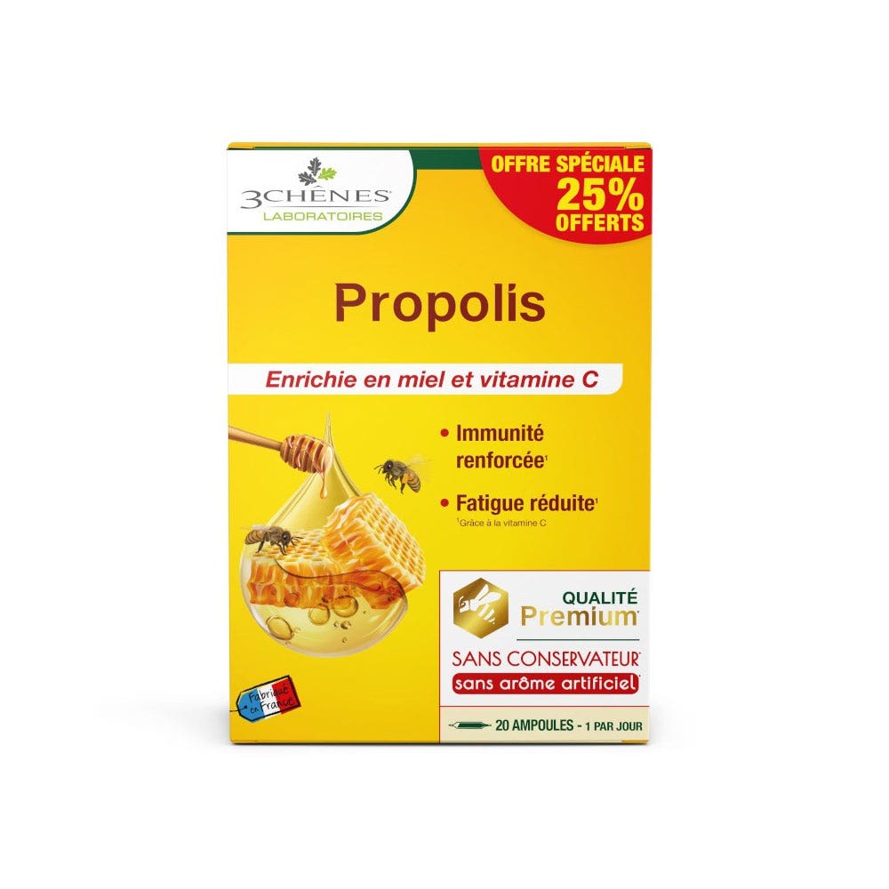 3 Chênes Propolis enriquecida con miel y vitamina C 20 x 10 ml