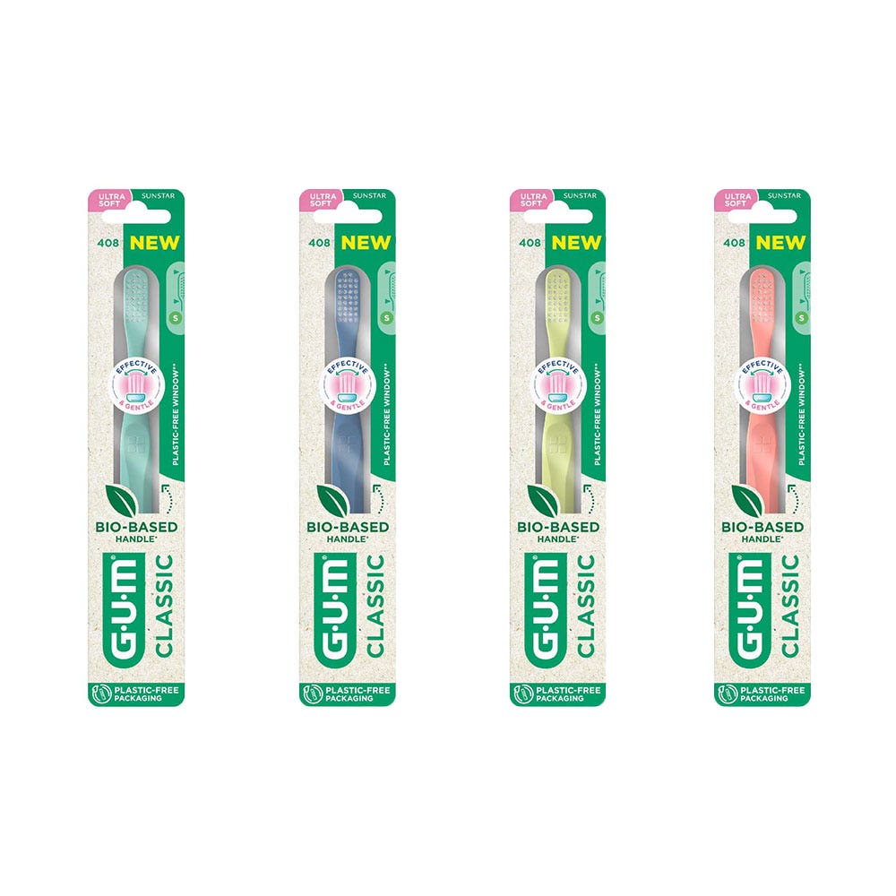Gum Classic Cepillo de dientes de origen biológico ultra suave y compacto 1 unidad