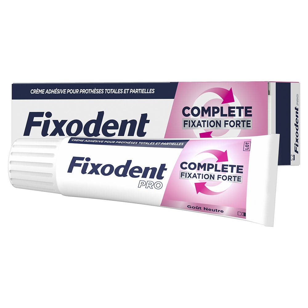 Fixodent Pro Complete Crema adhesiva para dentaduras postizas totales y parciales fórmula neutra 47 g