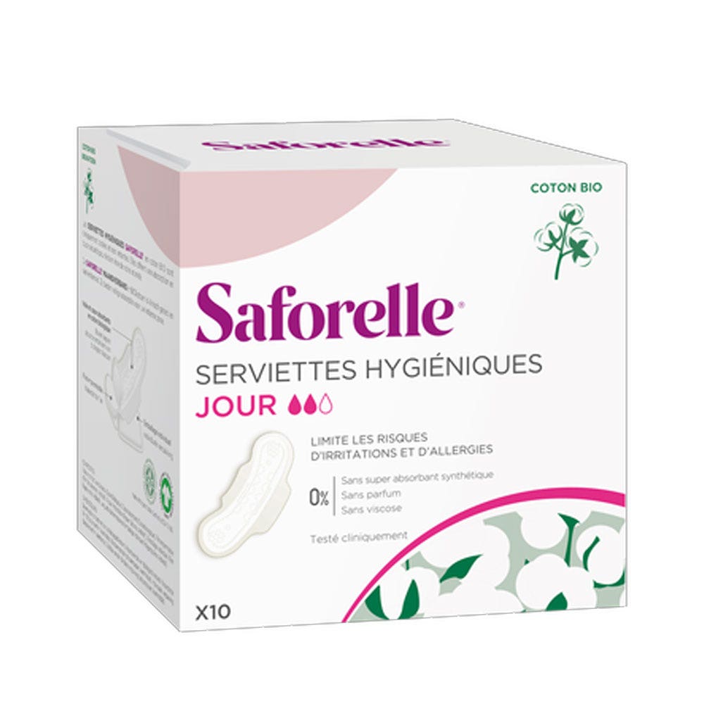 Saforelle Higiene diurna con alas de algodón Bio x10