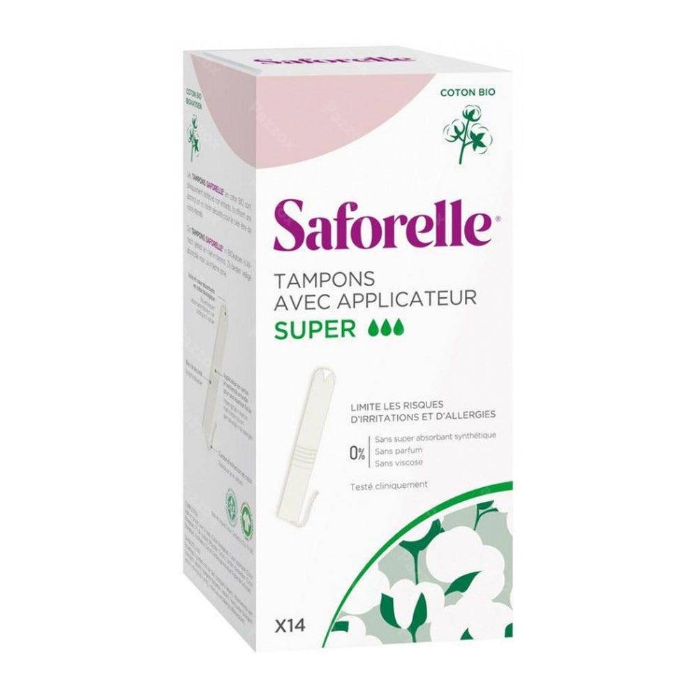 Saforelle Tampons Super Con Aplicador Algodon Bio x14