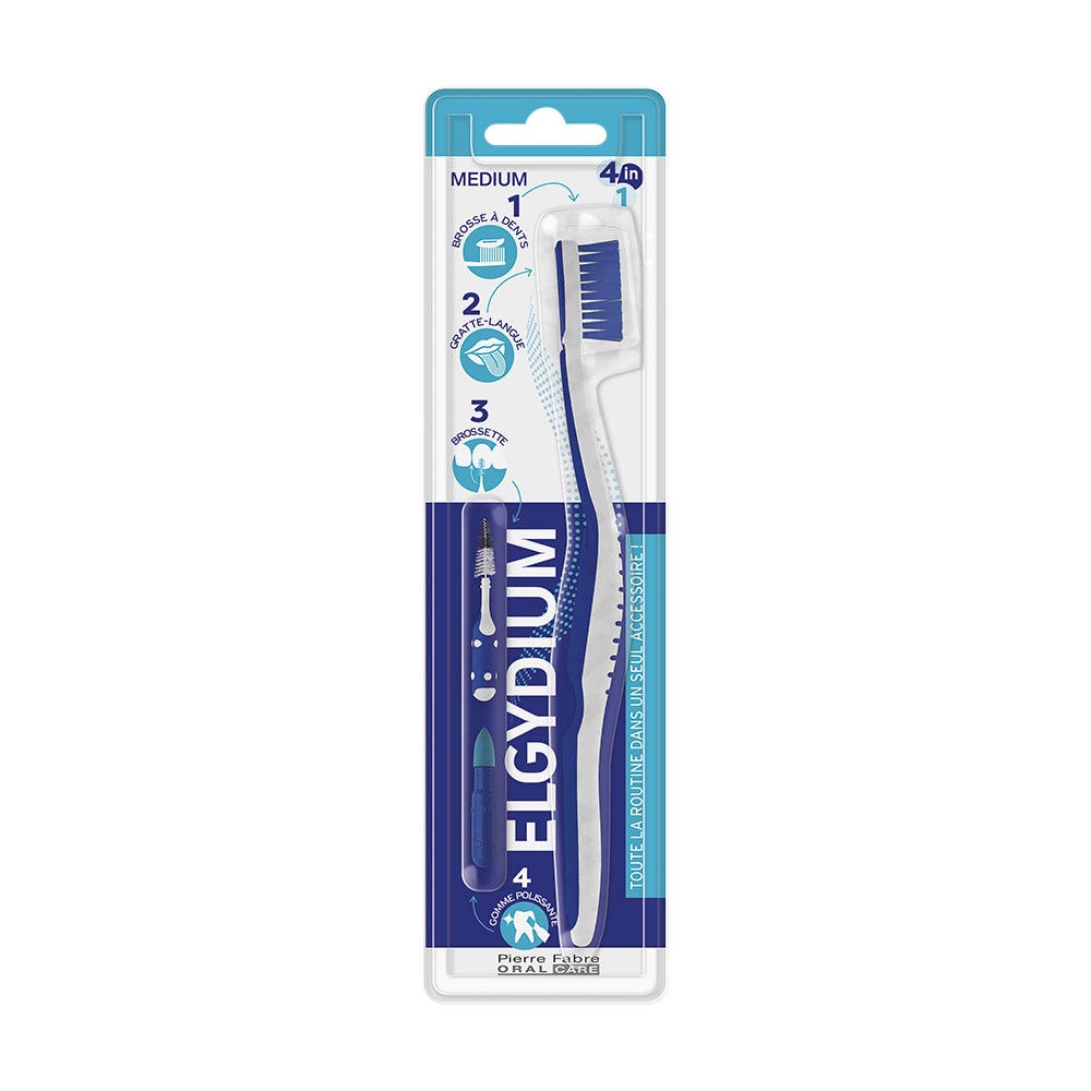 Elgydium Cepillo de Dientes 4 en 1 Mediano