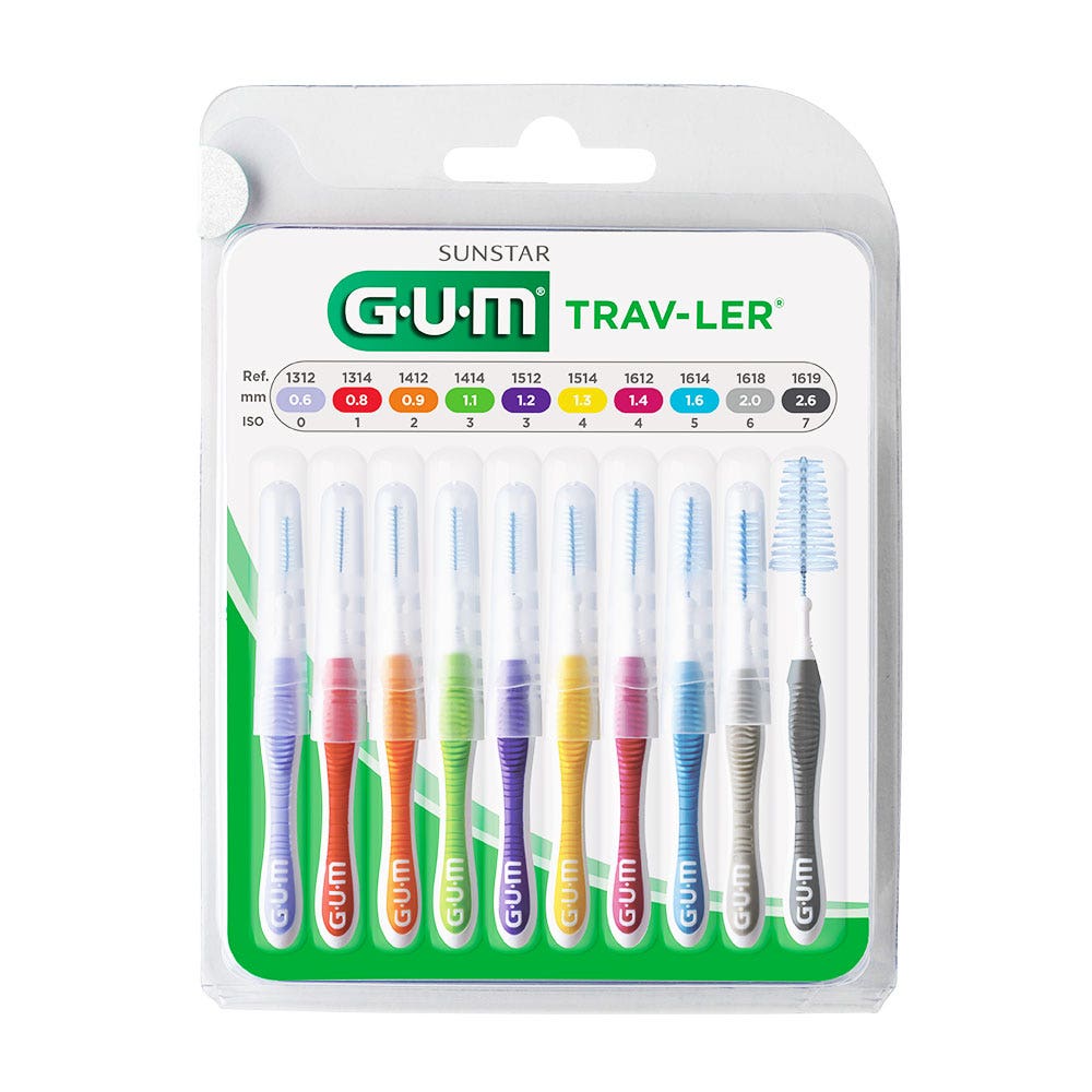 Gum Trav-ler Trav-ler - Lote De 10 Cepillos Interdentales De Viaje x10