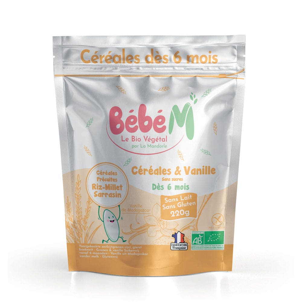 La Mandorle Bebé M Cereales ecológicos y vainilla A partir de 6 meses 220g