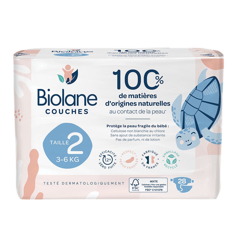 Biolane Naturales X28 Pañales Ecológicos Talla 2 sin fugas x28
