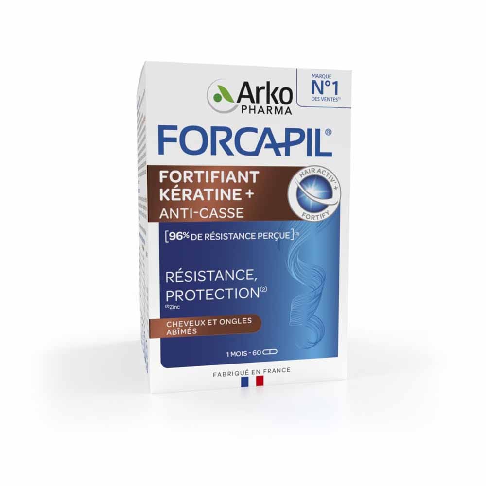 Arkopharma Forcapil Fortificante de queratina + Antirrotura Cheveux et Ongles Abimés 60 cápsulas