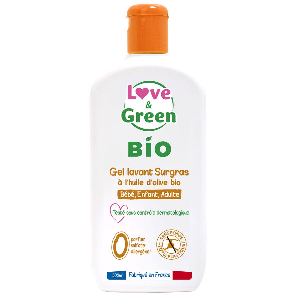 Love&Green Gel limpiador sobreengrasado con aceite de oliva bio 500 ml