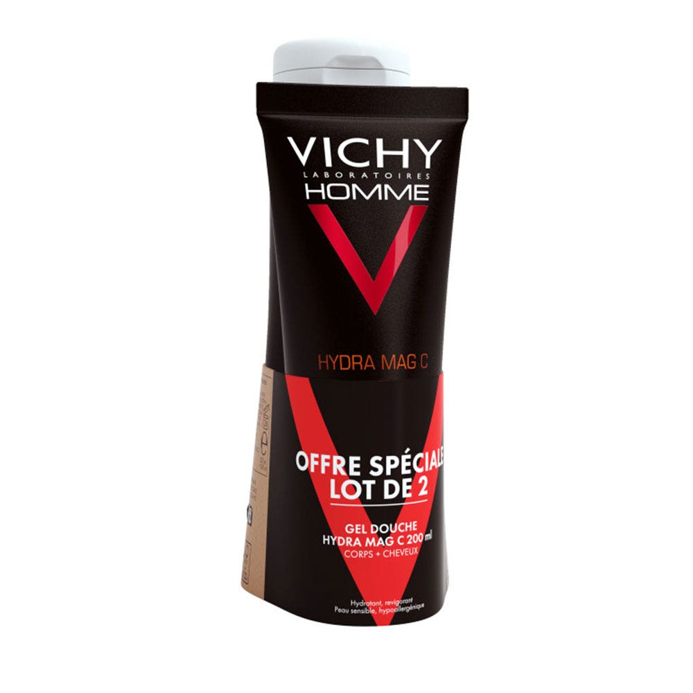 Vichy Gel de ducha hidratante energizante Mag-C cuerpo y cabello 2 x 200 ml