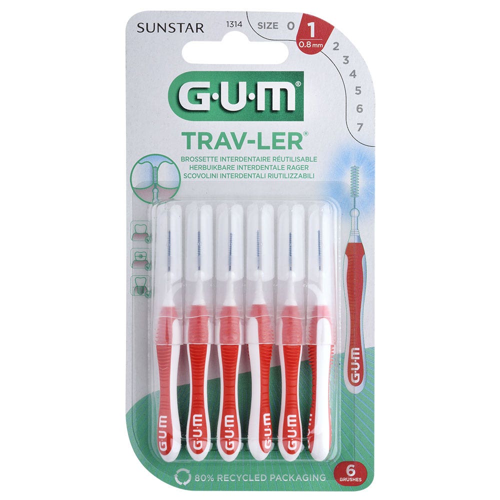 Gum Trav-ler Cepillos Interdentales 0.8mm X4 Trav-ler x6
