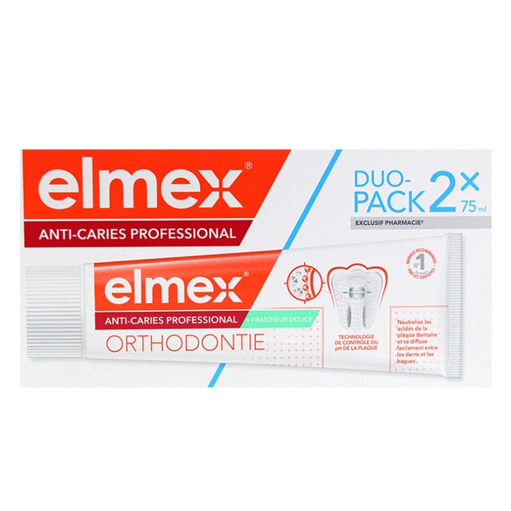 Elmex Anticaries Profesional Pasta dental para ortodoncia junior sabor menta 2x75ml