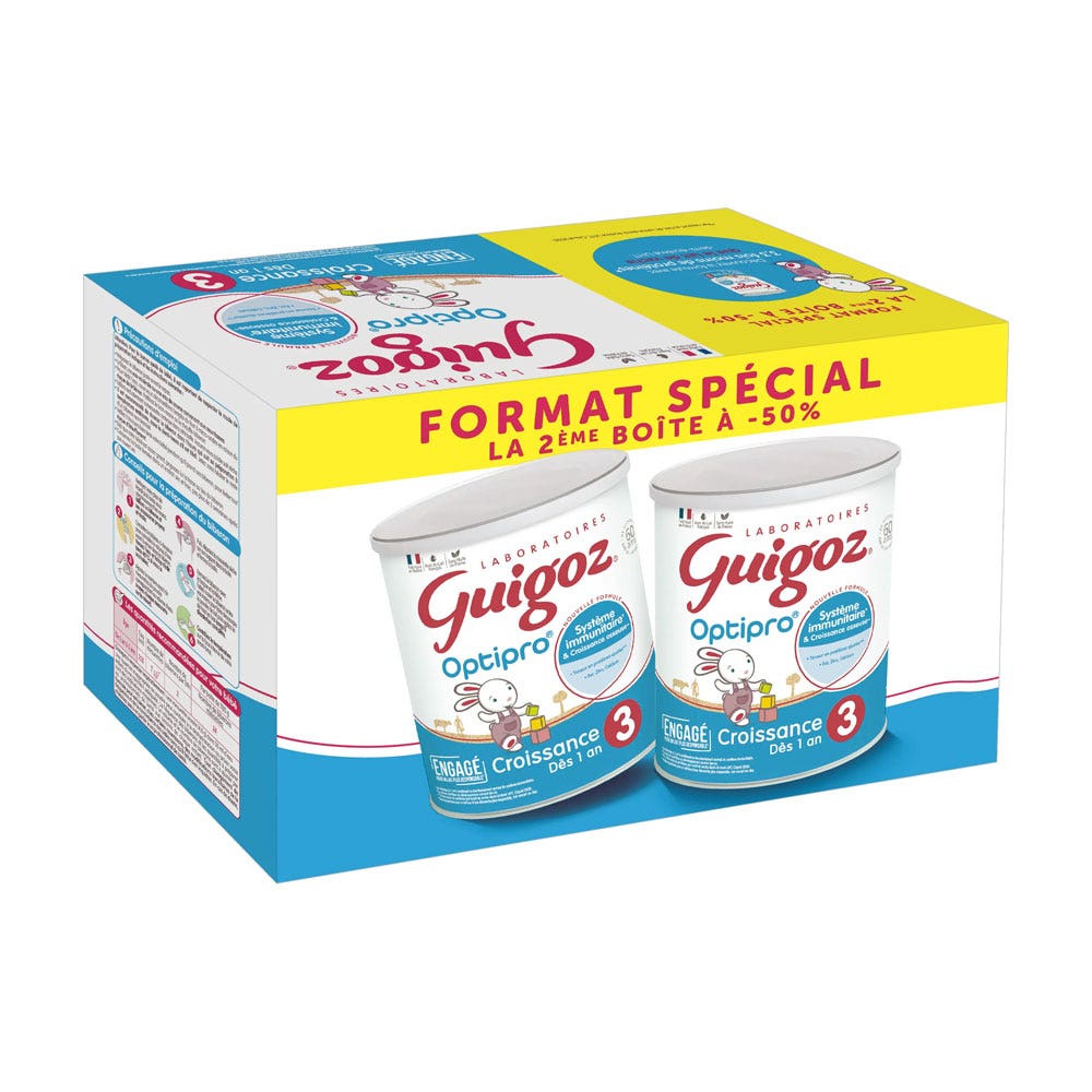 Guigoz Optipro Leche de crecimiento en polvo formato especial a partir de 1 año 2 x 780 g