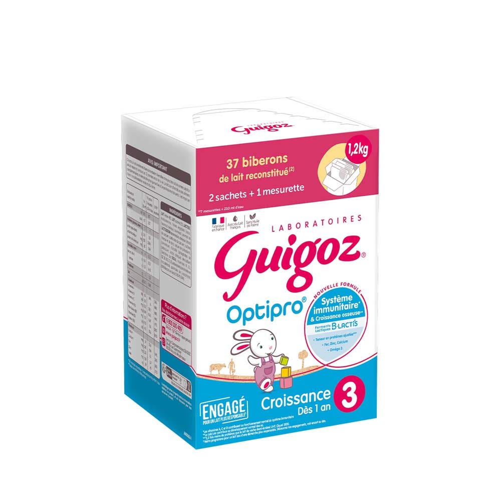 Guigoz Optipro Optipro 3 Crecimiento desde 1 año 2 sobres de 600 g + 1 cacito