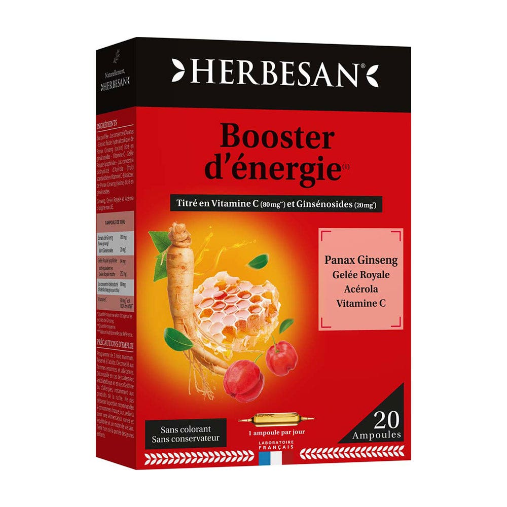 Herbesan Ginseng Panax energía y vitalidad 20 ampollas
