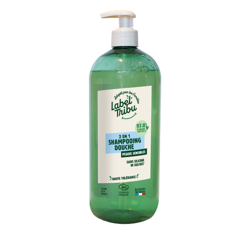 Label Tribu Champú de ducha 2en1 Piel sensible Sin perfume 1L