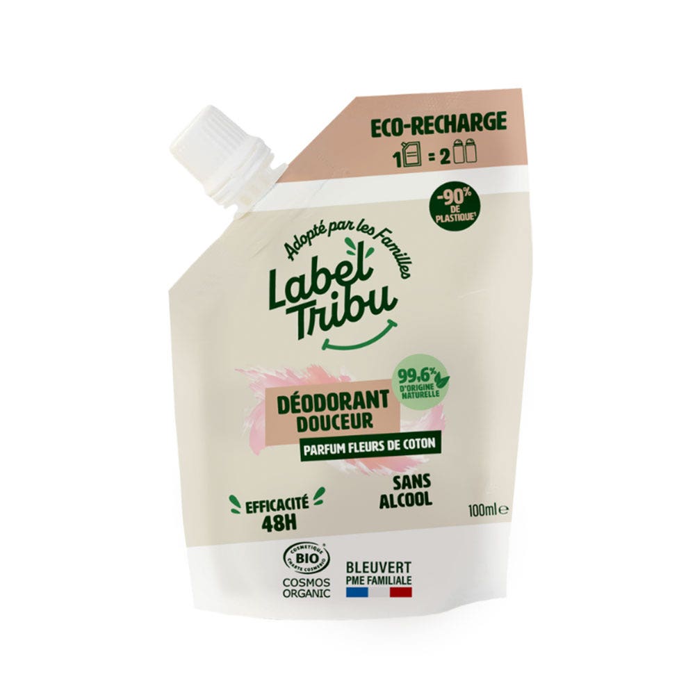 Label Tribu Recambio Desodorante Suavidad Fragancia de flor de algodón 100 ml