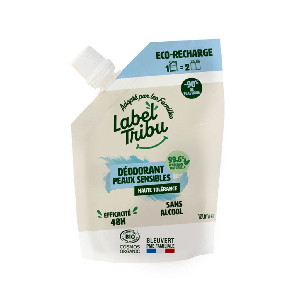 Label Tribu Recambio desodorante Piel sensible Tolérance élevée 100 ml