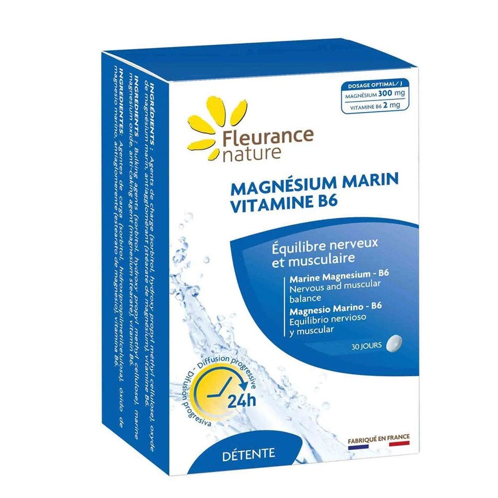 Fleurance Nature Magnesio marino y vitamina B6 Equilibrio nervioso y muscular 60 comprimidos