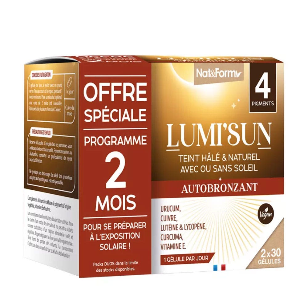 Nat&Form Lumi'Sun Autobronceador Halé et Naturel Complexion 2x30 cápsulas