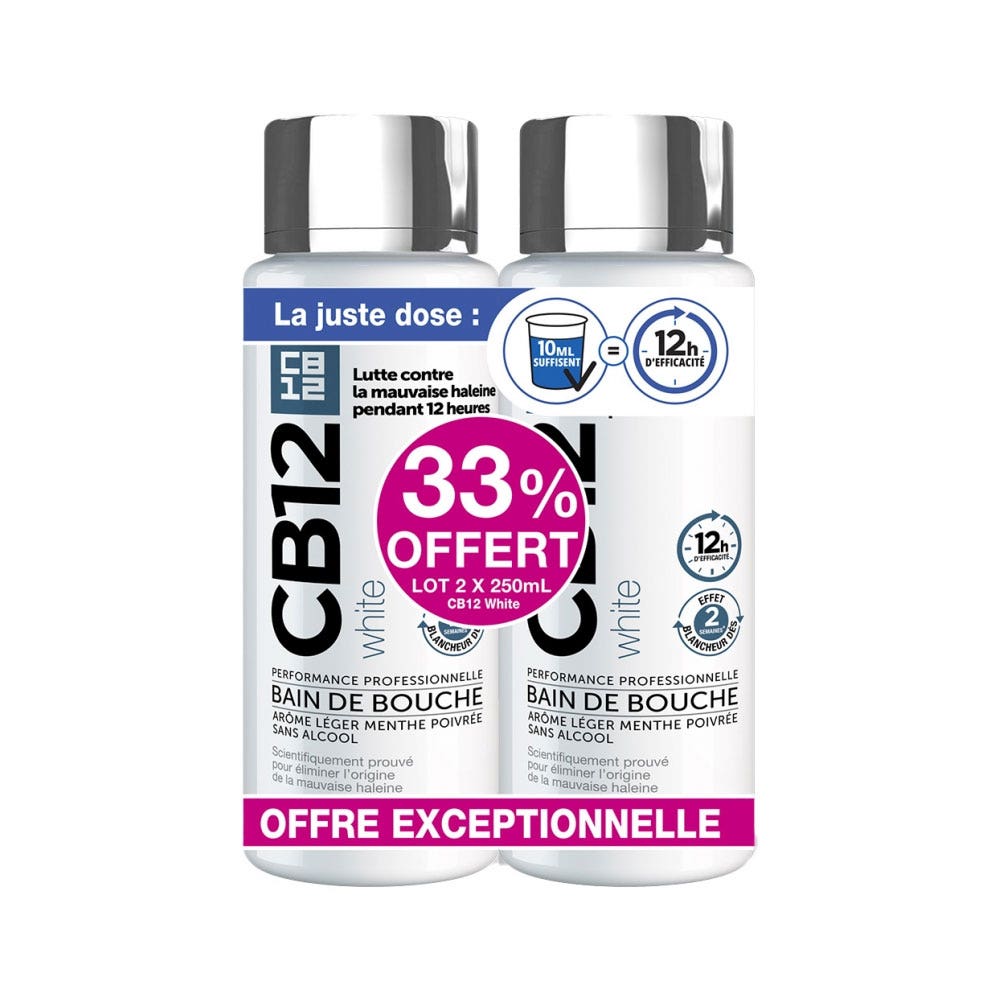 Cb12 Colutorio sin alcohol aroma suave a menta piperita 2 x 250 ml