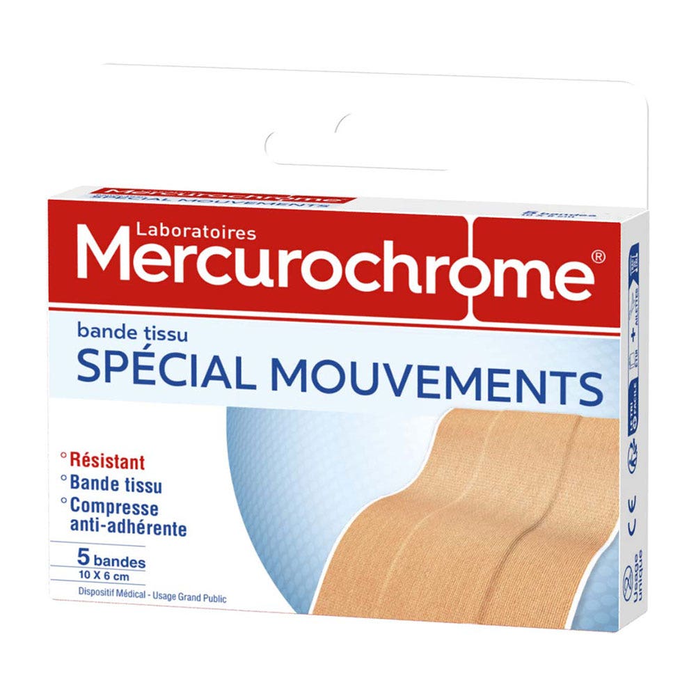 Mercurochrome Bandas tejido especial movimientos 10x6cm 5 bandas