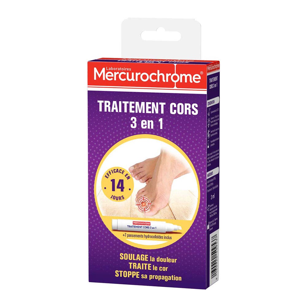 Mercurochrome Tratamiento del maíz 3 en 1 con bolígrafo y 7 apósitos 4 ml