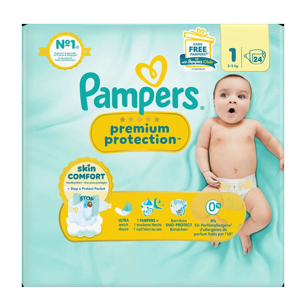 Pampers Premium New Baby Pañales 1 2- X22 x24