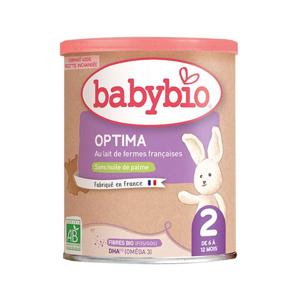 Babybio Leches Infantiles Optima 2 en polvo con fibras de 6 a 12 meses 400 g