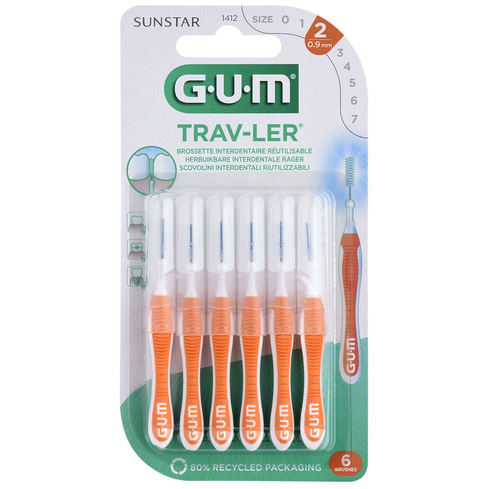 Gum Trav-ler Trav-ler 1412 cepillos interdentales 0,9mm X6 x6