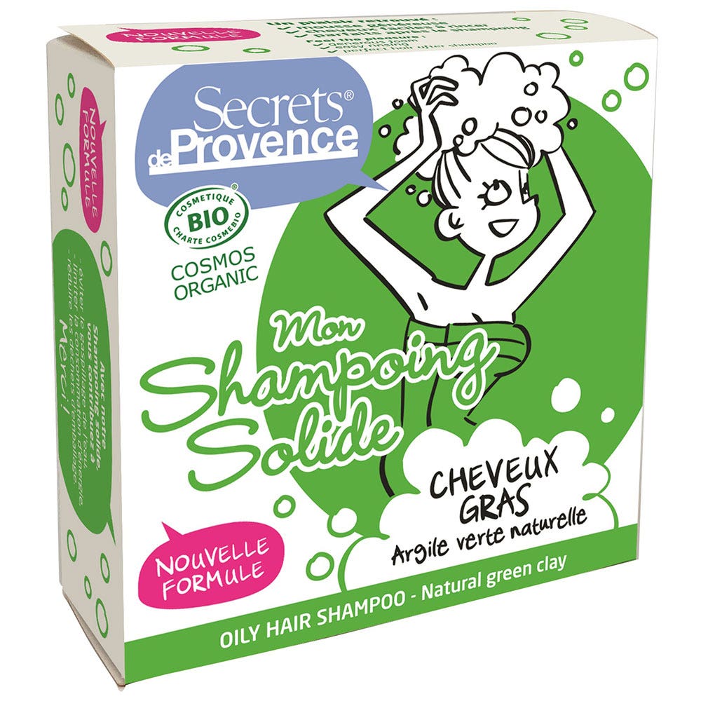 Secrets de Provence Champú sólido cabello graso arcilla verde natural bio 85 g