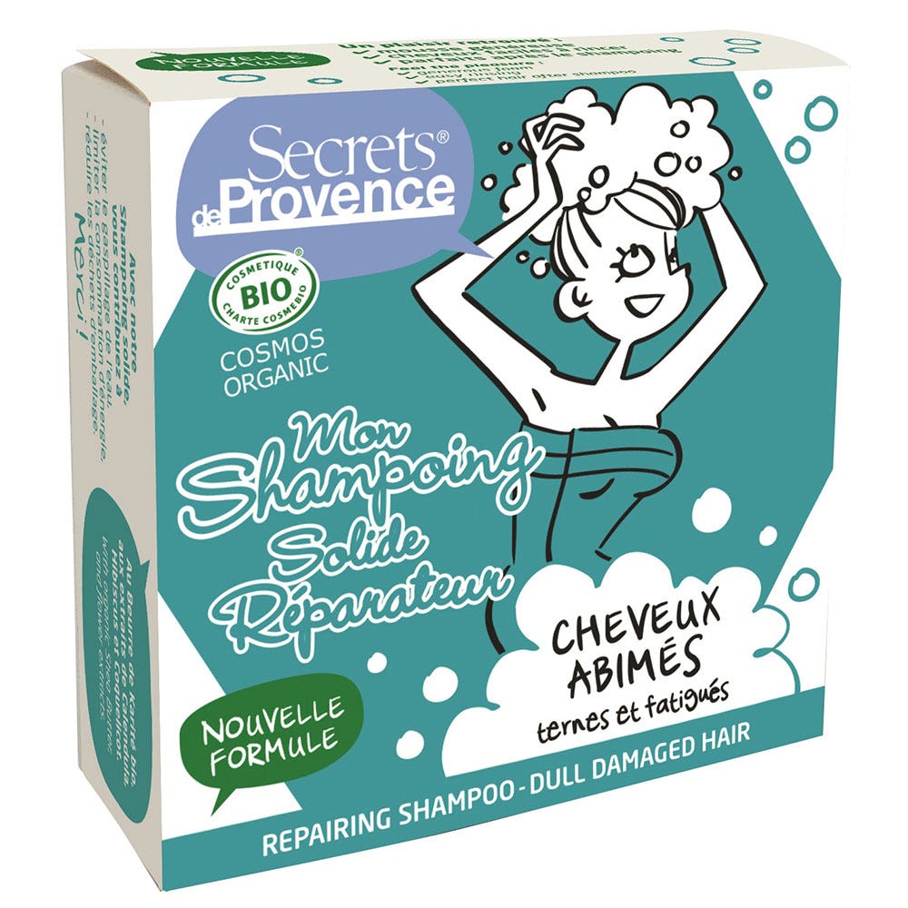 Secrets de Provence Champú sólido reparador cabello dañado, apagado y fatigado 85 g