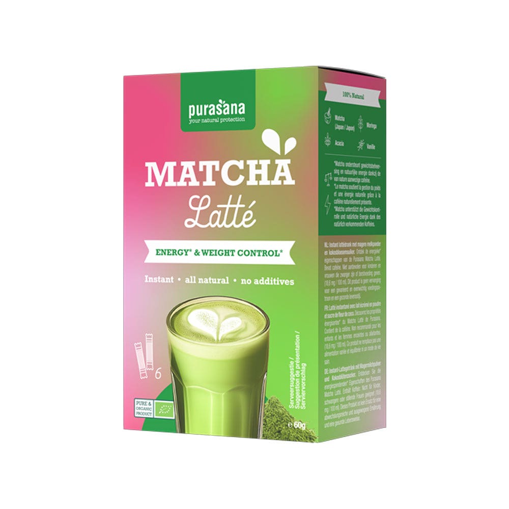 Purasana Matcha latte instantáneo 6 x 10 g