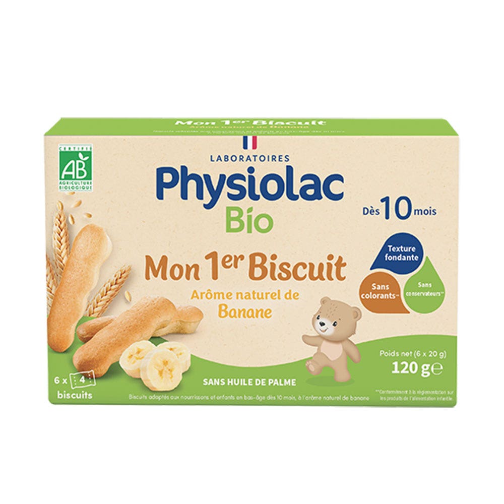 Physiolac Mi primera Galleta natural ecológica con sabor a plátano A partir de 10 meses 120g