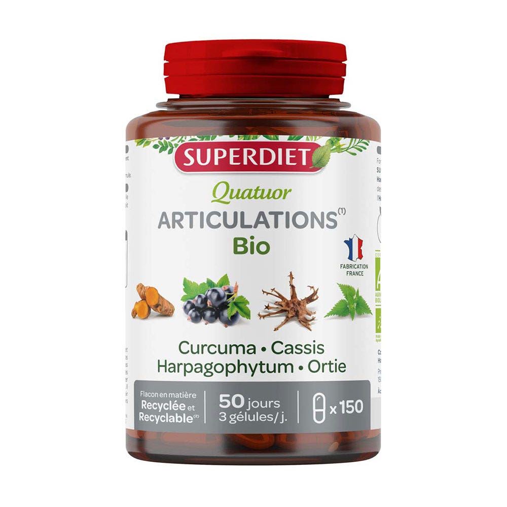 Superdiet Quatuor Articulations Curcuma Bio 150 Gelules 150 Gélules