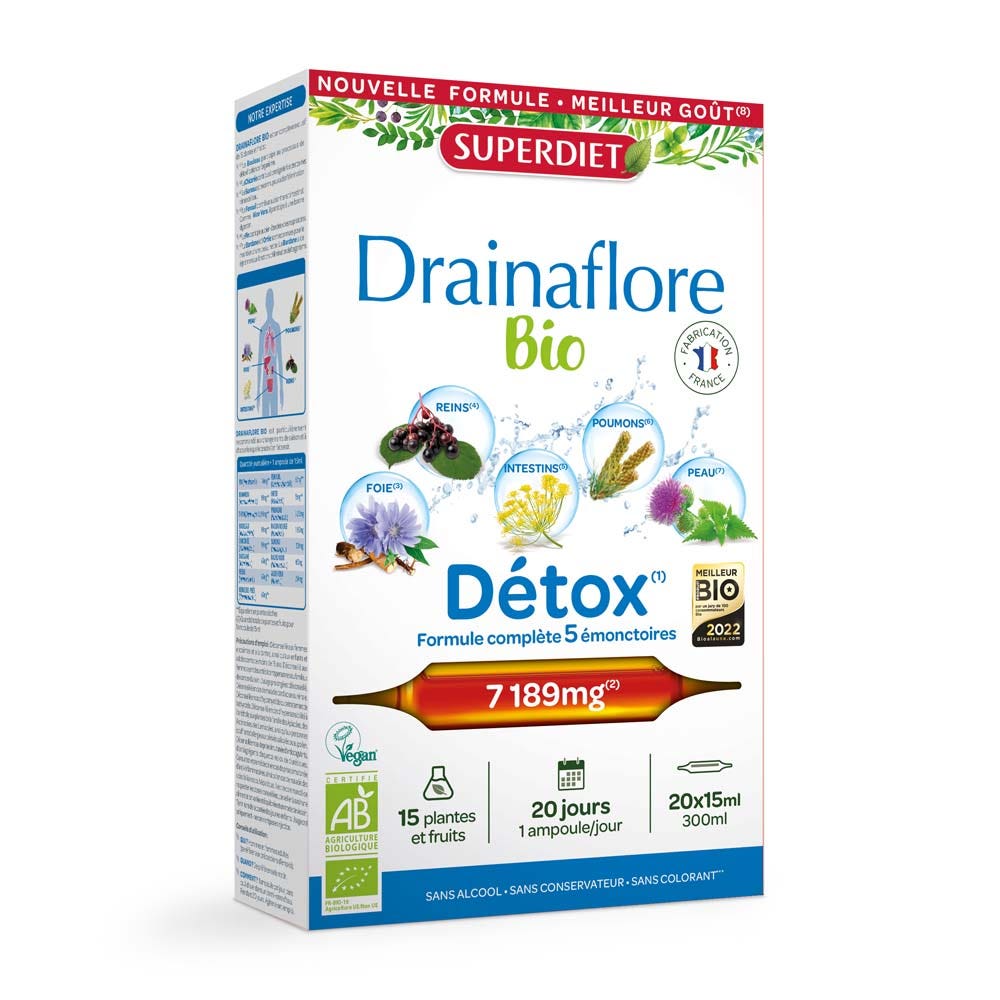 Superdiet Drainaflore Solucion Bebible Bio 20 Ampollas De 15ml