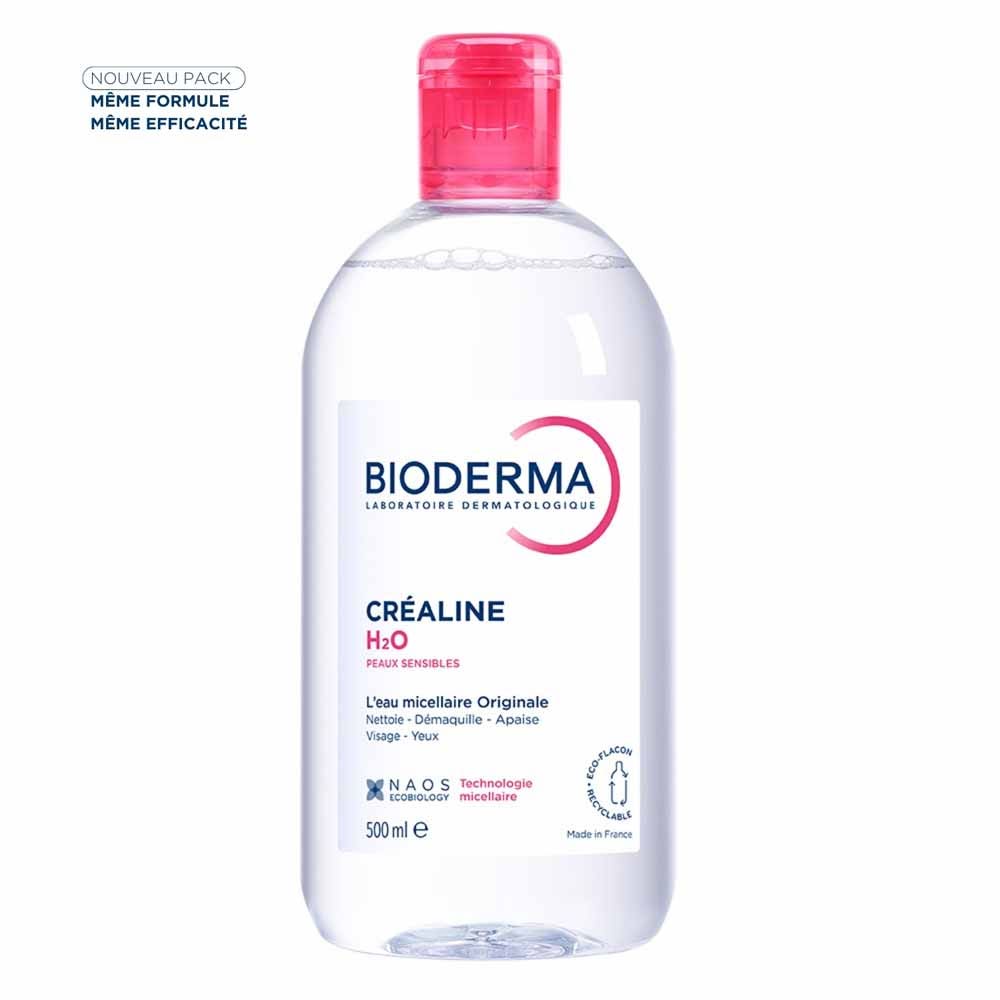 Bioderma Crealine Agua Micelar Desmaquillante H2O H2O Peaux Sensibles, Normales à Mixtes 500ml