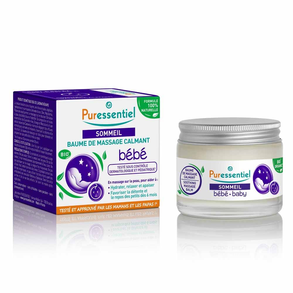 Puressentiel Sueño Bálsamo de Masaje Calmante Bebé Con 3 aceites esenciales 30ml