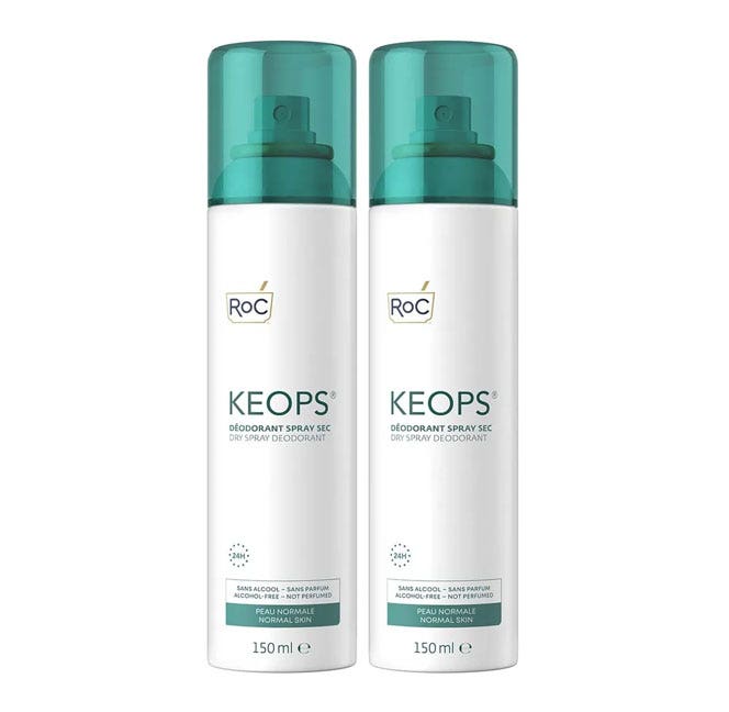 Roc Desodorante spray seco sudorción abundante keops 2x150ml
