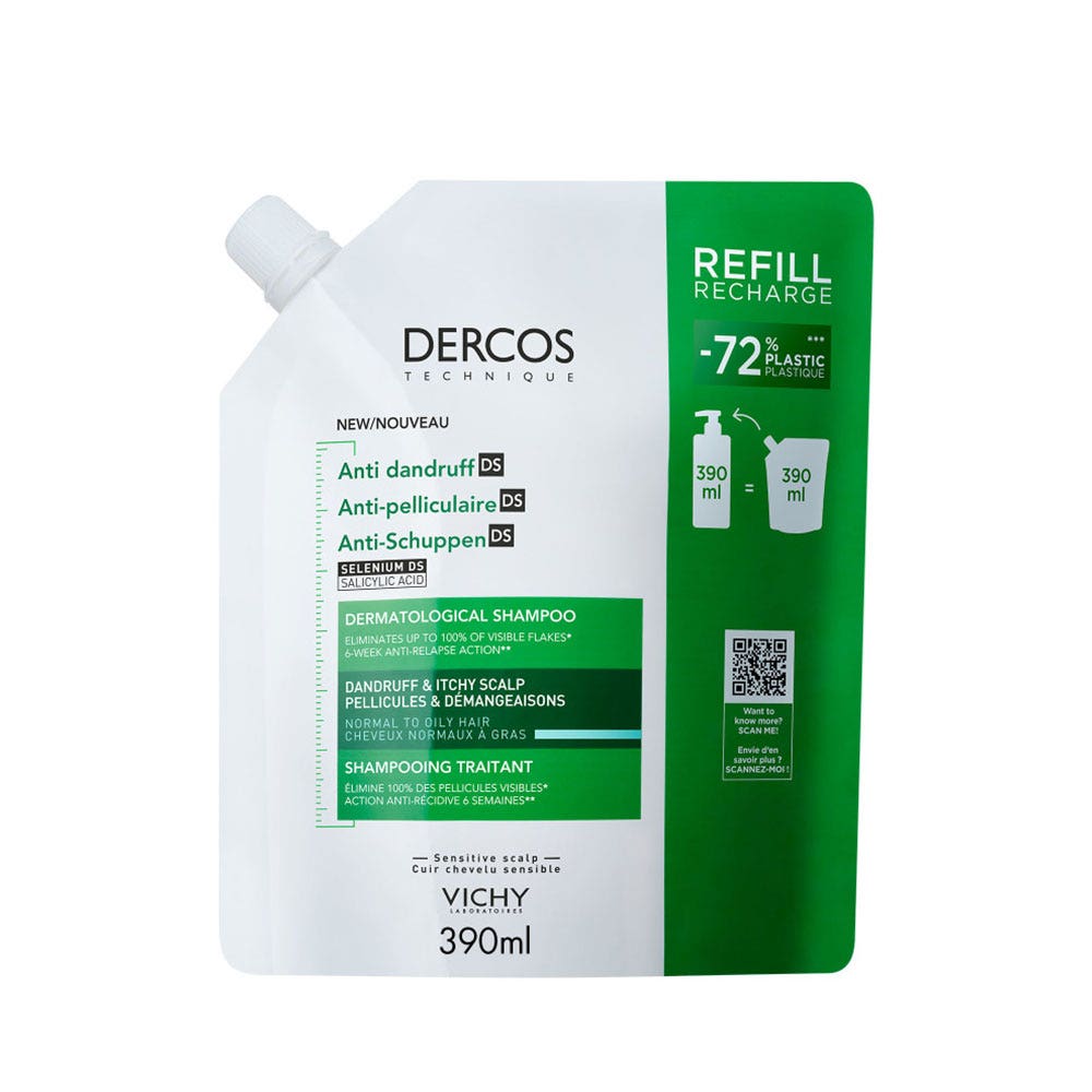 Vichy Dercos Champú anticaspa eco-refill cabello normal a graso 390ml