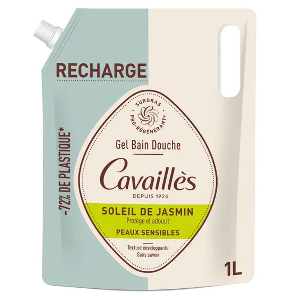 Cavaillès Surgras Pro-Regenerador Eco-Recharge Gel Bain Douche Soleil de Jasmin 1L