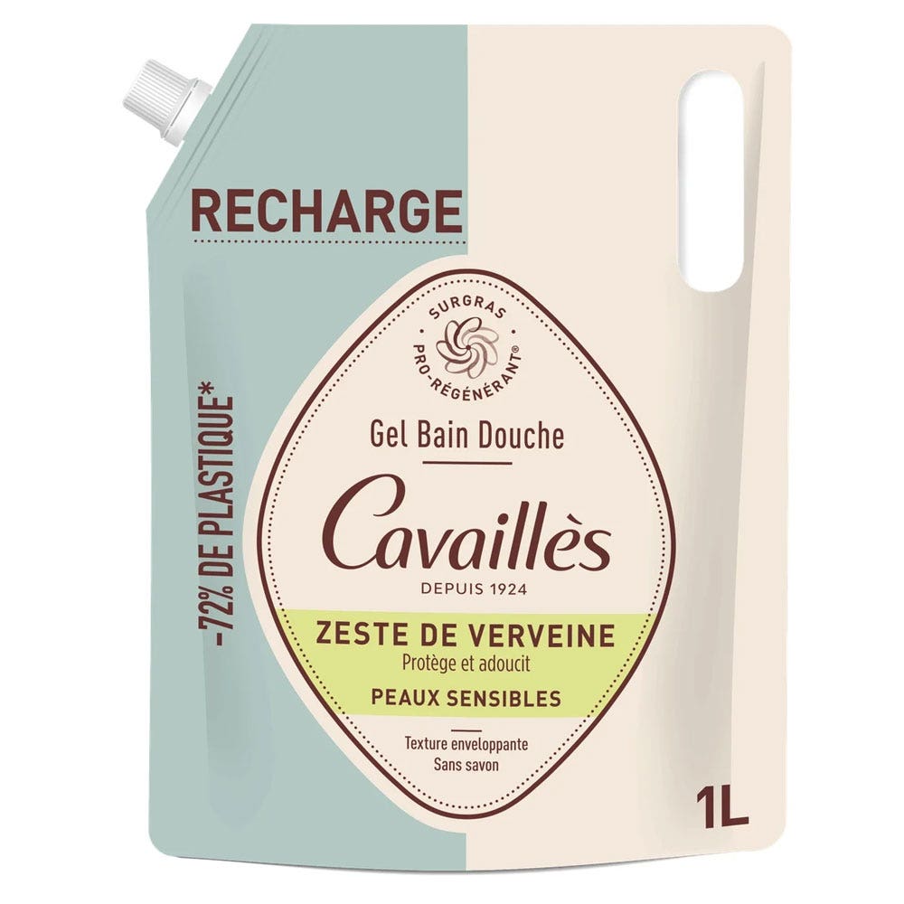 Cavaillès Surgras Pro-Regenerador Eco-Refill Gel ducha Verbena Zest 1L