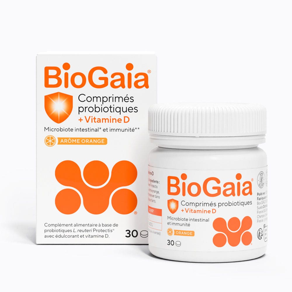 Biogaia Probióticos + Vitis D Sabor a naranja 30 comprimidos masticables