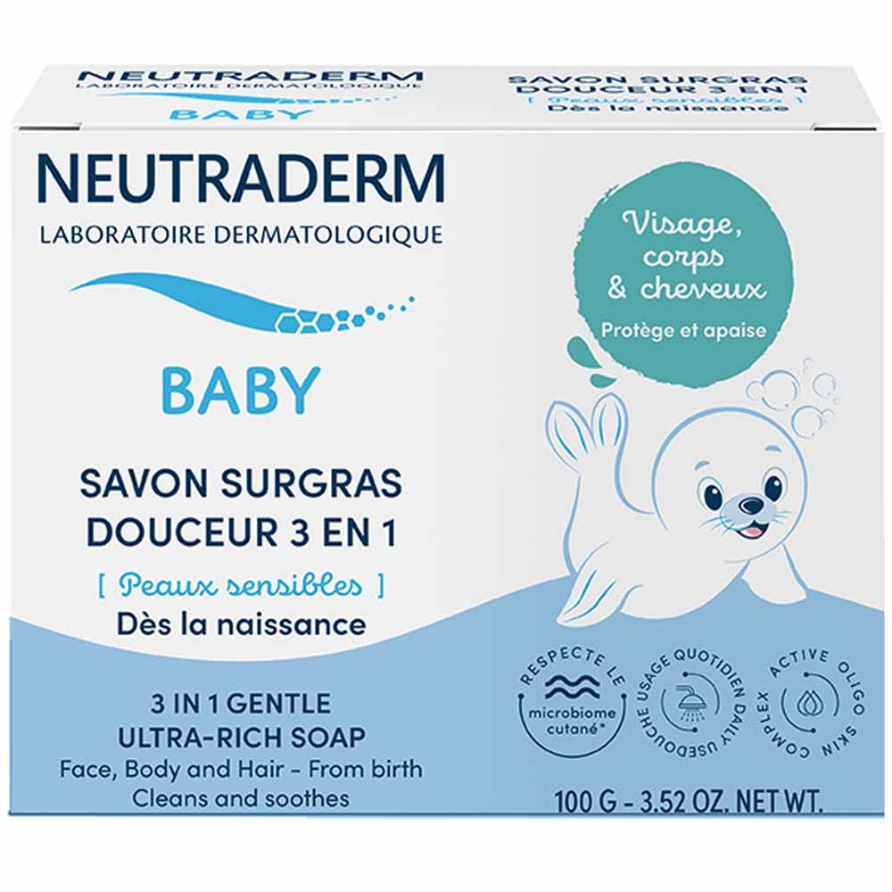 Neutraderm Baby Suavidad 3 en 1 jabón supergraso para bebés 100g