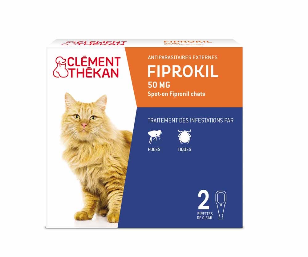 Clement-Thekan Fiprokil Repelente de pulgas y garrapatas para gatos 2 pipetas