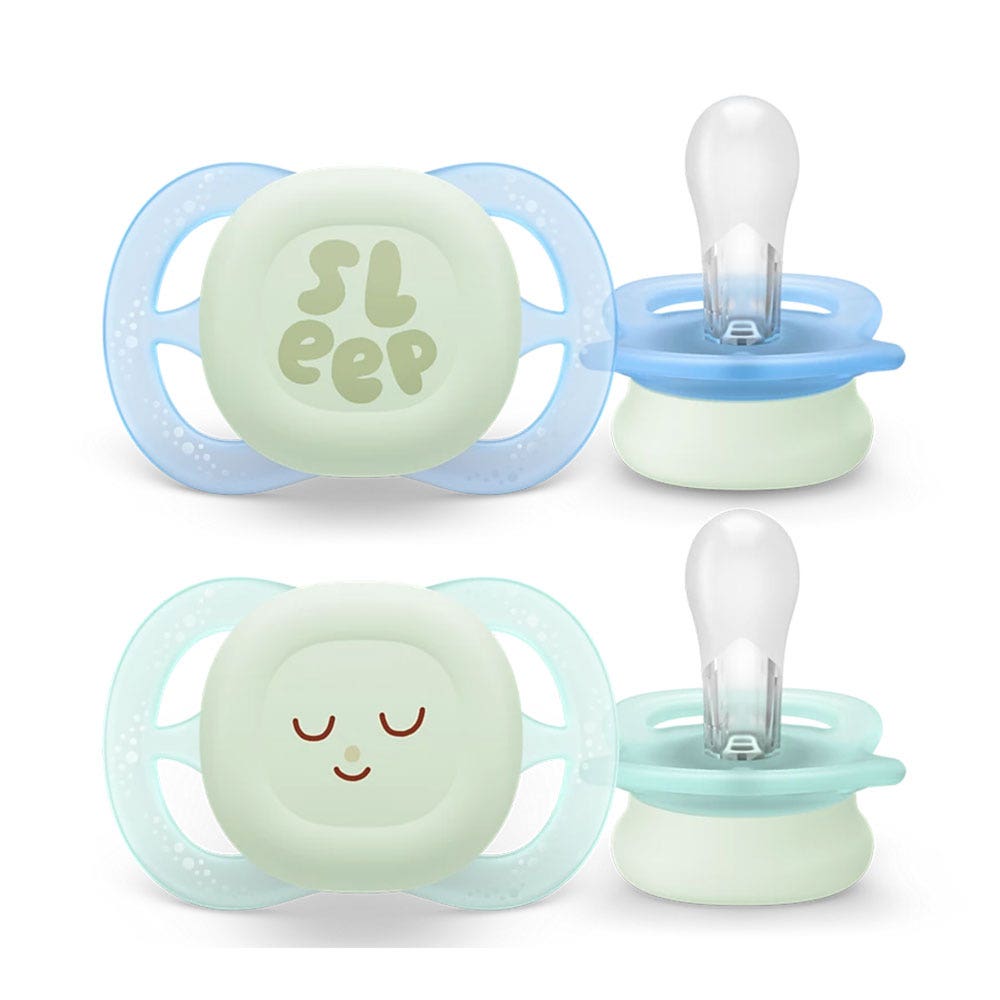 Avent Ultra Start Chupetes de silicona simétricos Noche 0 a 2 meses x2