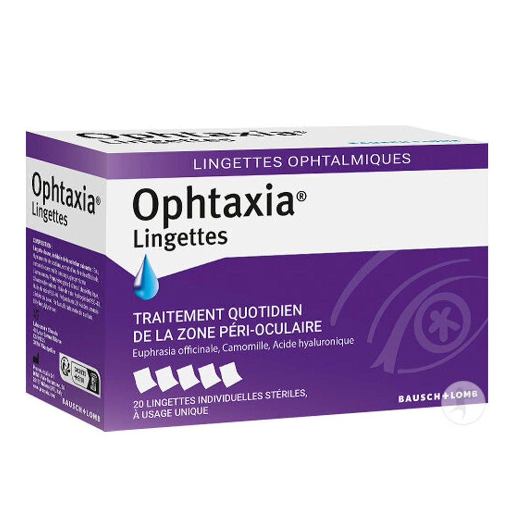 Bausch&Lomb Ophtaxia Toallitas higiene tratamiento diario zona periocular 20 unidades