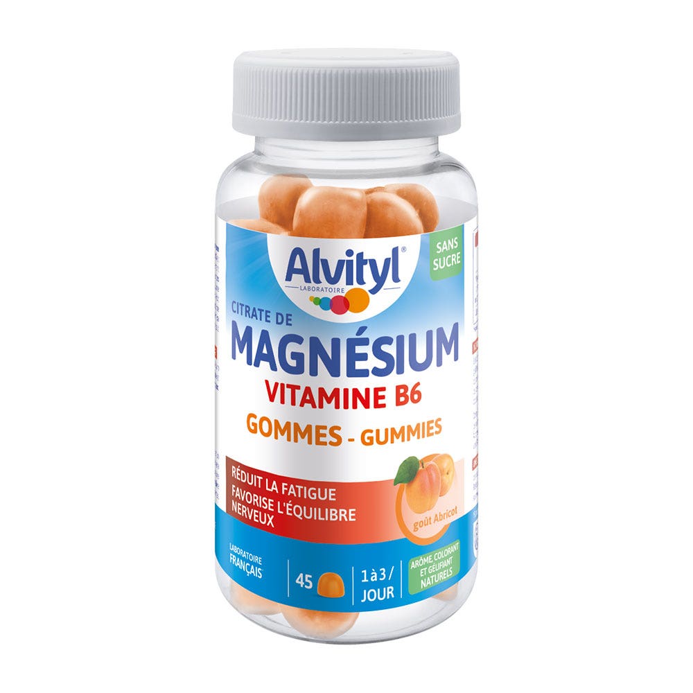 Alvityl Magnesio vitamina B6 sabor albaricoque x45 gummies
