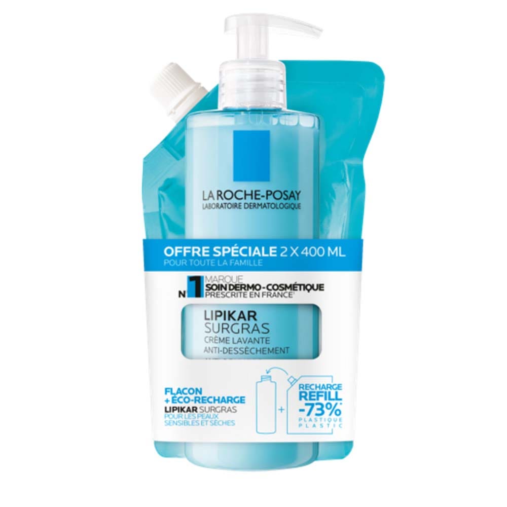 La Roche-Posay Lipikar Crema limpiadora antisequedad Piel seca a muy seca 2x400ml