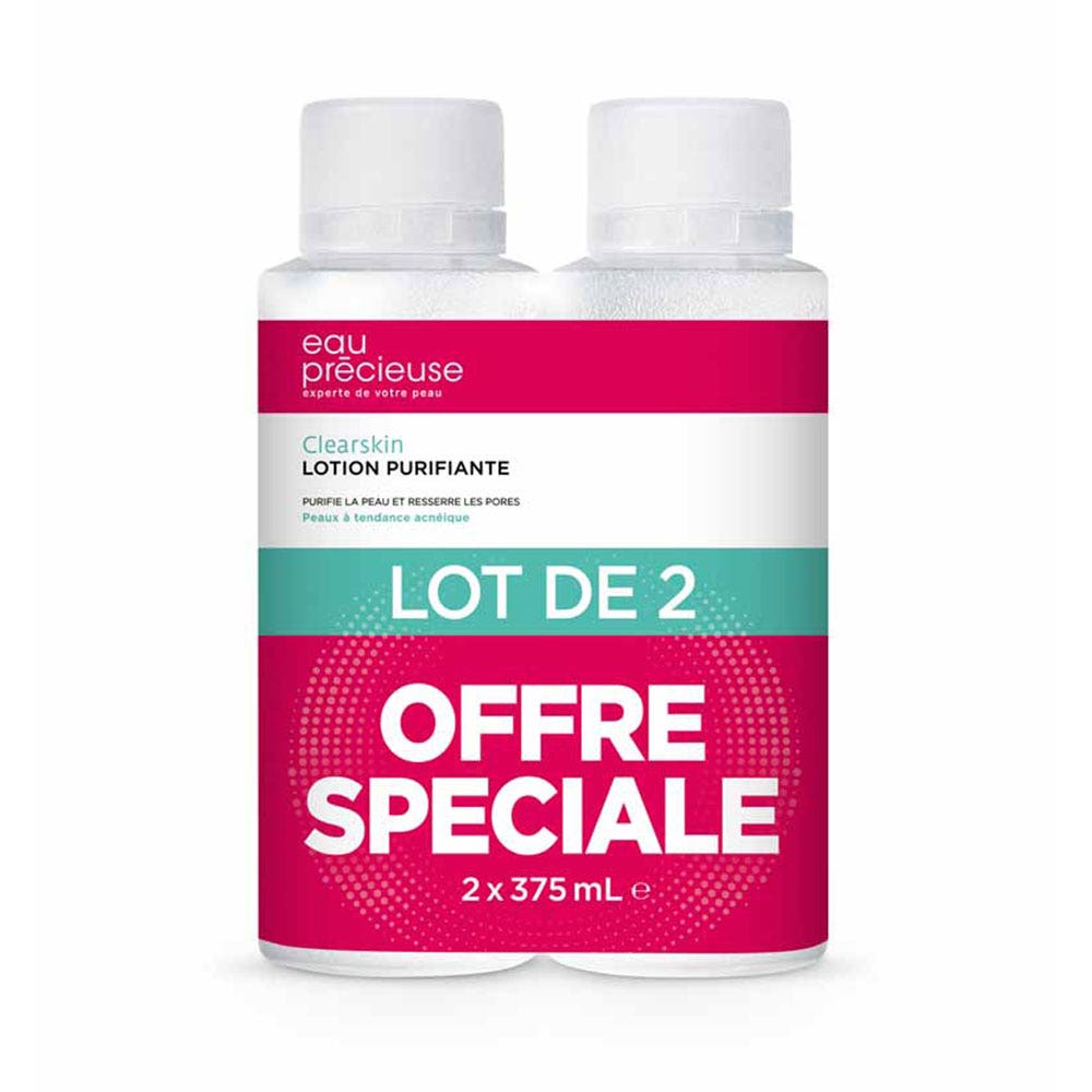 Eau Precieuse Locion Pureza De La Piel Lote Peaux à tendance acénique 2x375ml