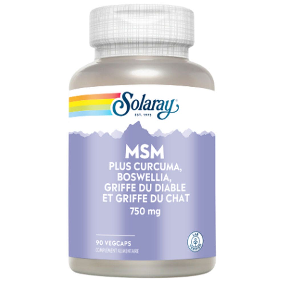 Solaray MSM plus boswellia harpago cúrcuma y uña de gato 90 cápsulas