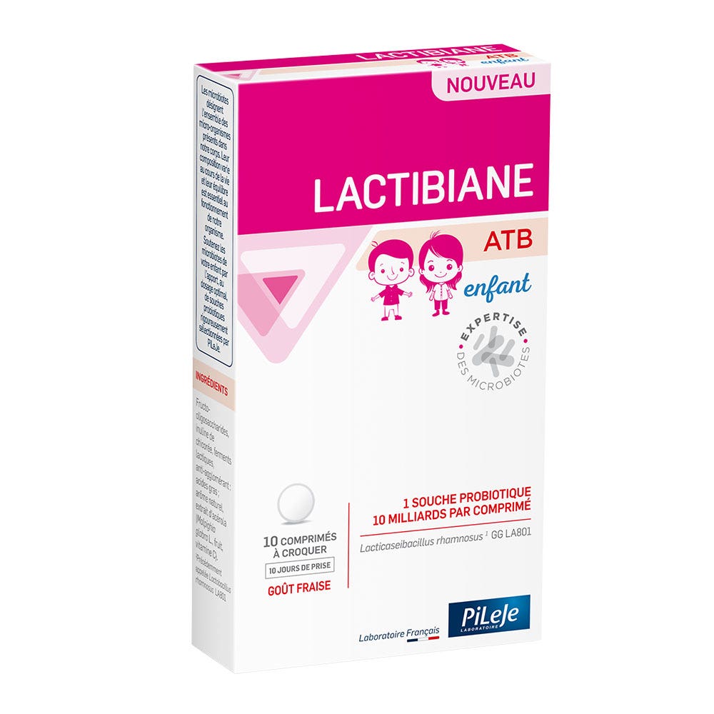 Pileje Lactibiane ATB Niños Goût Fraise 10 comprimidos masticables